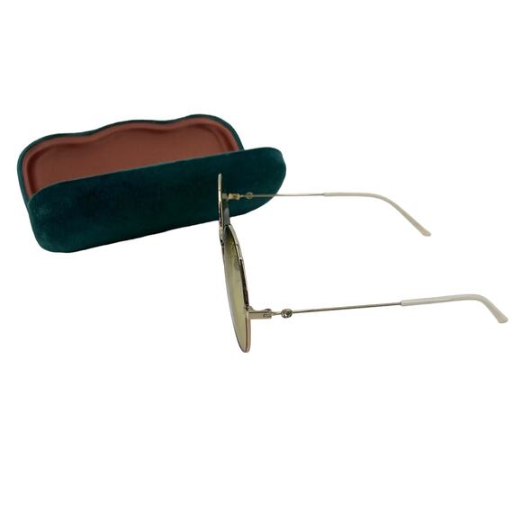 GUCCI GG0395S Oversize 70s Round Sunglasses Gold Blue Red Metal 58-20-140 - Picture 2 of 3